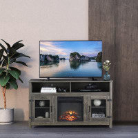 Latitude Run® Farmhouse Tv Stand For Tvs Up To 65" With Electric Fireplace Included, Grey