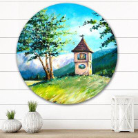 Red Barrel Studio Little Chapel In The Mountains I - Country Metal Circle Wall Art