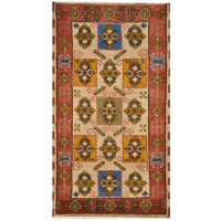 Isabelline One-of-a-Kind Hashrat Hand-Knotted 2' x 4' Wool Area Rug in Ivory/Green/Pink