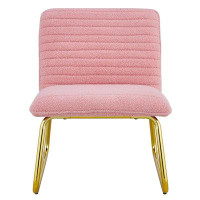 Mercer41 Modern Pink Plush Single Person Sofa Chair With Golden Metal Legs