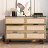 Bay Isle Home™ Adonias 6 - Drawer Rattan Dresser Storage Cabinet Rattan Drawer