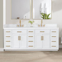 Everly Quinn Yle 84 Double Bathroom Vanity with Top