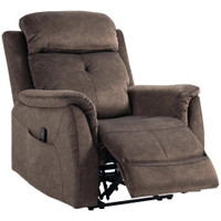 MANUAL RECLINER CHAIR WITH VIBRATION MASSAGE, RECLINING CHAIR FOR LIVING ROOM WITH SIDE POCKETS, BROWN