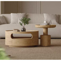 STAR BANNER Nordic Solid Wood Tea Table Combination Storage Large Capacity Home Living Room Modern Simple Log Tea Table