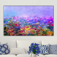 Ebern Designs 'Mauve Flowers' Acrylic Painting Print on Wrapped Canvas