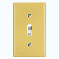 WorldAcc Metal Light Switch Plate Outlet Cover (Plain Egg Yellow - Single Toggle)