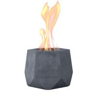 Kante Kante Hexagonal Pyramid Portable Concrete Tabletop Fire Pit with Metal Extinguisher