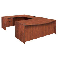 Latitude Run® Legacy U Desk with Bow Front Double Pedestal Drawer Unit