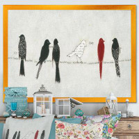 East Urban Home Red Catching Up Bird Family - Picture Frame Print on Canvas