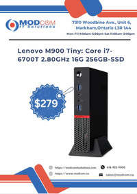 Lenovo ThinkCentre M900 Tiny Desktop Core i7-6700T 2.80GHz 16G 256GB-SSD PC Off Lease For Sale!!