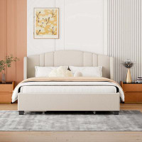 wtressa Upholstered Platform Bed With Wingback Headboard And 4 Drawers