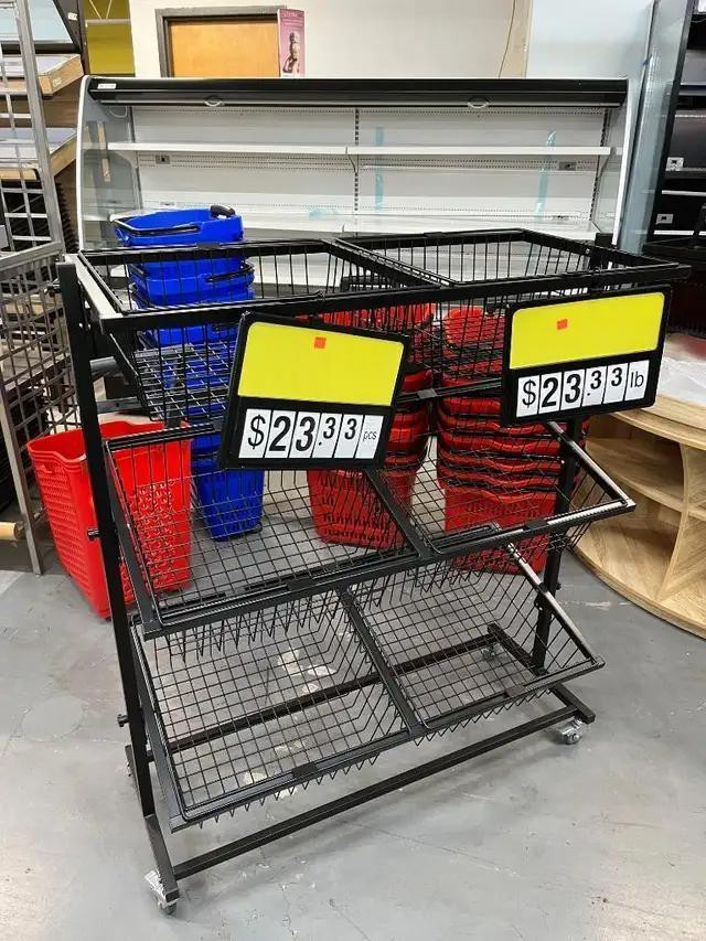 6 Metal Basket Display Rack &amp; 3 Tier Metal Basket Display | Grocery Store | Supermarket | Convenience Store in Industrial Kitchen Supplies in Nova Scotia