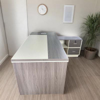 Inbox Zero Grey oak desk with locker