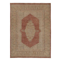 Rug & Kilim Vintage Turkish Sivas Rug In Rust Red With Blue And Pink Floral Medallion