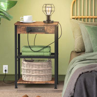 17 Stories Nightstand With Charging Station End Table With USB Ports And Power Outlets Side Tables Bedroom With Storage