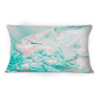 East Urban Home Green And Pink Liquid Art Waves -1 Modern Printed Throw Pillow