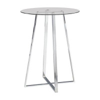 Wrought Studio Jashanti Bar Table with Glass Top in Clear and Chrome