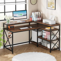 haiying Reversible L Shaped Gaming Desk with Hutch