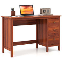 Ebern Designs Ebern Designs 48" Home Office Desk with 3 Drawers Computer Desk PC Laptop Workstation Brown