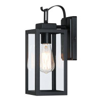 17 Stories 1-Light Matte Black Outdoor Wall Lantern with Clear Glass Shade