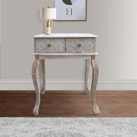 August Grove Console Table with Drawers, Entry Table, Hallway Table with Floral Carved Front
