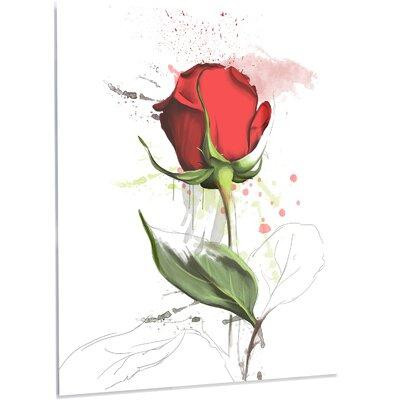 Made in Canada - Design Art 'Red Rose Illustration' Painting on Metal in Painting & Paint Supplies