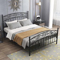 Canora Grey Metal Bed Frame Platform Mattress Foundation With Headboard And Footboard