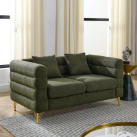 Mercer41 60Inch Oversized 2 Seater Sectional Sofa, Living Room Comfort Fabric Sectional Sofa-Deep Seating Sectional Sofa
