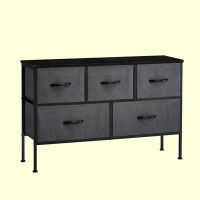 Ebern Designs Dresser For Bedroom With 5 Drawers, Wide Chest Of Drawers, Fabric Dresser, Storage Organizer Unit With Fab