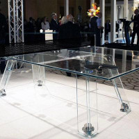Recon Furniture 107.87"  Clear Glass Rectangular Table Tennis Table