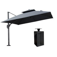 Arlmont & Co. Shanquella 10' Square Cantilever Umbrella with Crank Lift Counter Weights Included