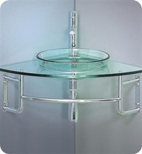 Ordinato 24 Inch Corner Mount Modern Glass Bathroom Vanity