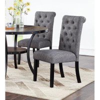 Alcott Hill Tufted Side Chair in Charcoal Grey