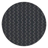 George Oliver Hemmer Horizontal Stripe Charcoal Straight Round Chair Mat