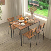 17 Stories Dining Table Set 5-Piece Dining Chair with Backrest