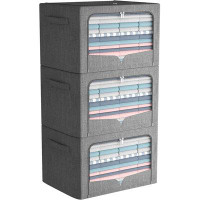 Rebrilliant Clothes Storage Bins - Foldable Metal Frame Storage Box