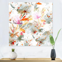East Urban Home Grass And Feathers In Autumn Colours I - Patterned Canvas Wall Art Print