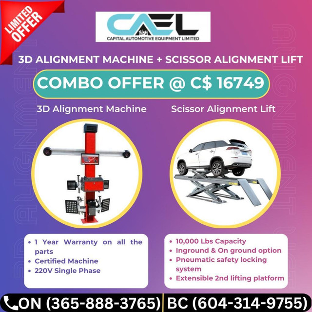 Brand New  3D alignment machine + Scissor alignment car lift car hoist 10000 lbs combo promo in Heavy Equipment Parts & Accessories