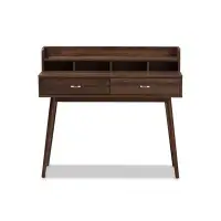 Latitude Run® Lefancy  Disa Mid-Century Modern Walnut Brown Finished 2-Drawer Desk