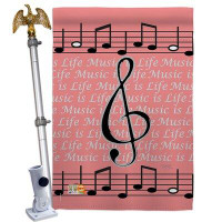 Breeze Decor Music Is Life - Impressions Decorative Aluminum Pole & Bracket House Flag Set HS115082-BO-02