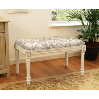 Alcott Hill Tan Magnolia Linen Upholstered Bench With Antique White Finish And Welting