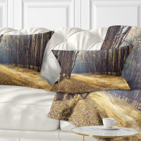 Made in Canada - East Urban Home Forest Path in the Fall Panorama Lumbar Pillow
