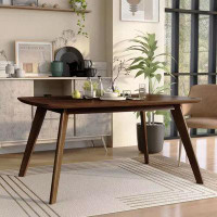 George Oliver Walnut Finish Solid wood Mid-Century Modern Dining Table Only 1pc Table
