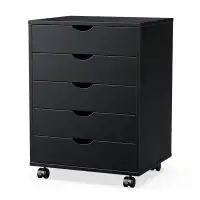 Ebern Designs Sweetcrispy 5 Drawer Chest - Storage Cabinets Dressers Wood Dresser Cabinet With Wheels Mobile Organizer D
