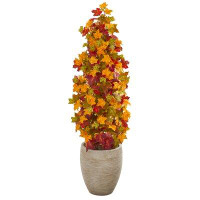August Grove 42In. Autumn Maple Artificial Tree In Sand Coloured Planter