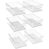 Prep & Savour Prep & Savour Plastic Storage Bins Stackable Clear Pantry Organizer Box Bin Containers (Wide - Pack Of 6)