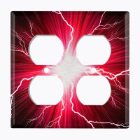 WorldAcc Metal Light Switch Plate Outlet Cover (Lightning Red - Double Duplex)