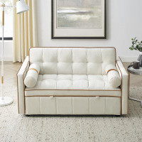 Latitude Run® Modern Pull Out Sleep Sofa Bed 2 Seater Loveseats Sofa Couch With Side Pockets