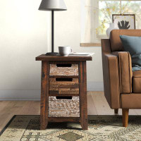 The Twillery Co. Cadwell 3 - Drawer End Table with Storage and Built-In Outlets
