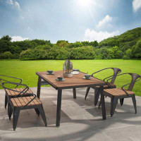 Williston Forge Garden Balcony Waterproof Sunscreen Anticorrosive Wood Table And Chair Combination Outdoor Plastic Wood